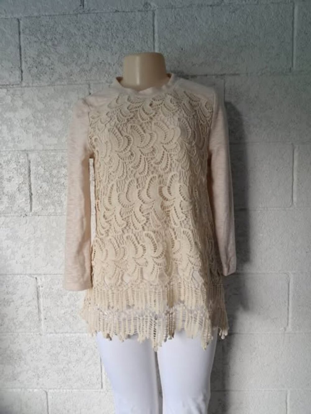 Blu Pepper Cream Geometric Fit & Flare Skater Dress Size Small